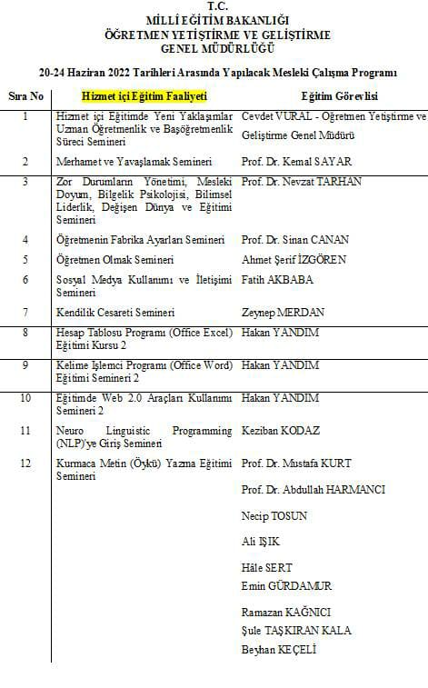 AKP’giller’in öğretmen değil, Faşist Din Devleti medreselerinin molla seminerleri!